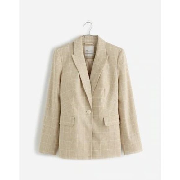 Madewell The Slim Blazer in Sesame Maeve Glen Plaid Size M - Picture 4 of 11